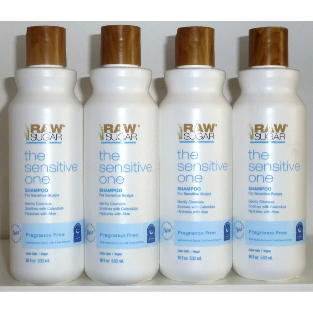 Raw Sugar The Sensitive One 4 Bottles Of Shampoo Fragrance Free 18oz Each Vegan
